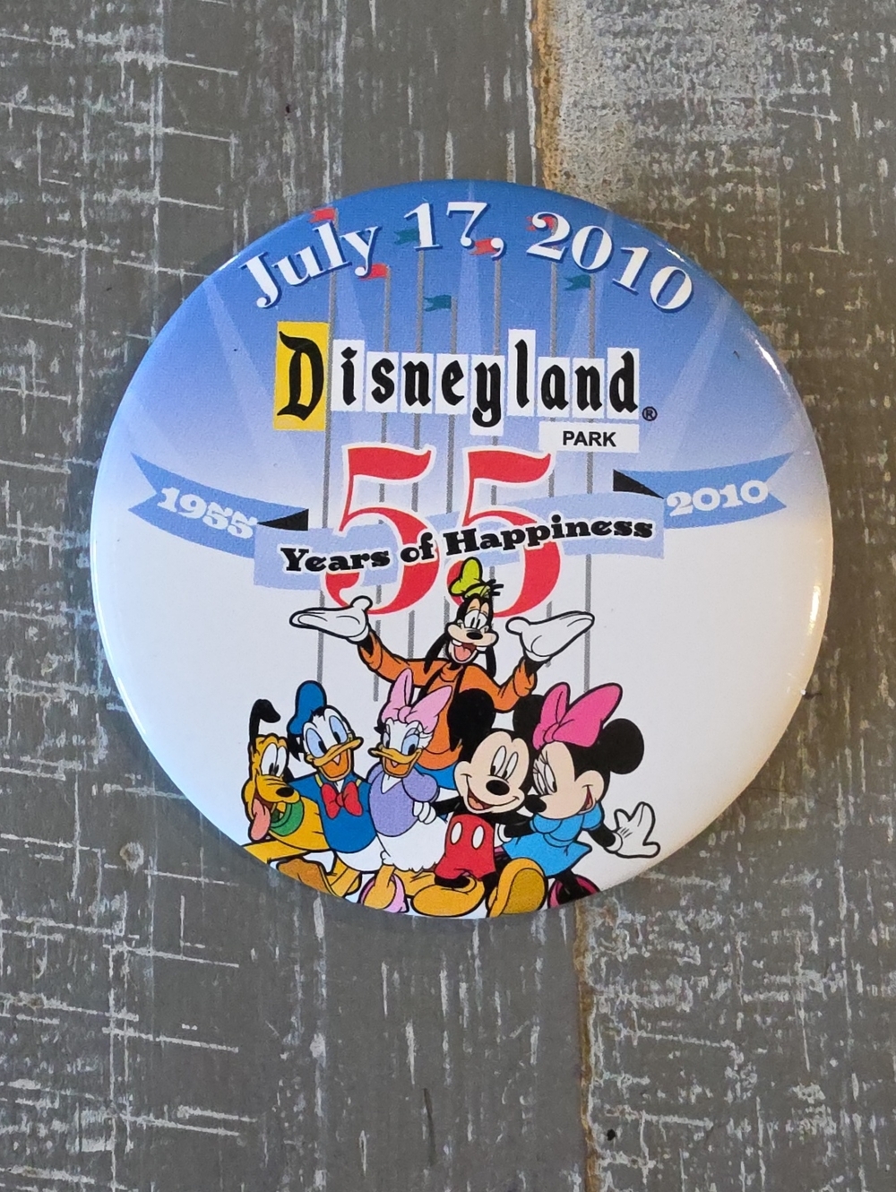 Vintage Commemorative Disneyland Park 55th Anniversary Button Pin July 17, 2010